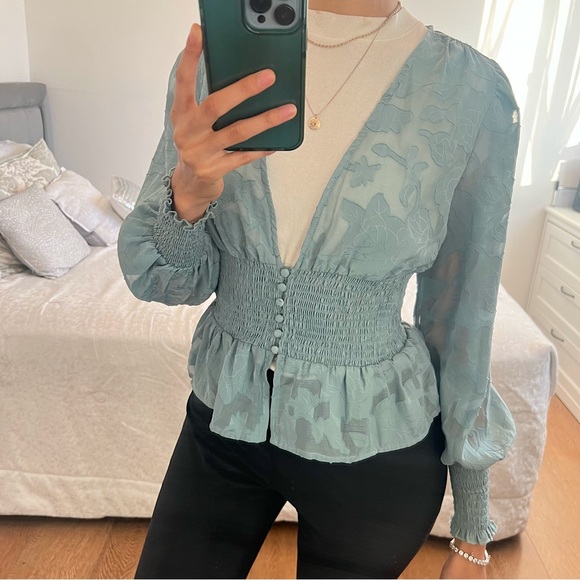 Tops - Blue Floral Blouse